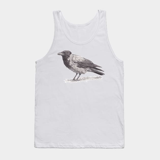 Hooded Crow - Inktober Tank Top by GaiaSorrentino